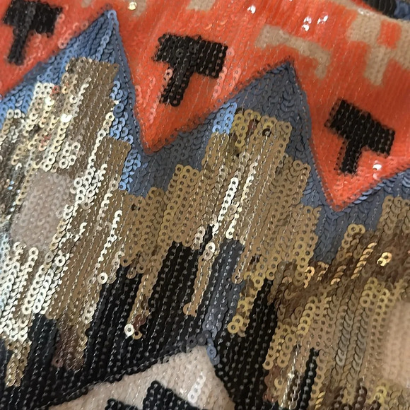 Sabine Sequins Mini A Mine Skirt Size Smalll colors Orange/Gray/Gold - Picture 5 of 5